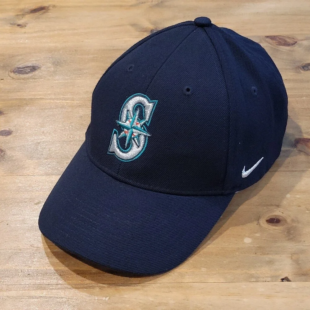 Vintage Seattle Mariners Nike Team Hat Strap Back Blue One Size Wool Blend